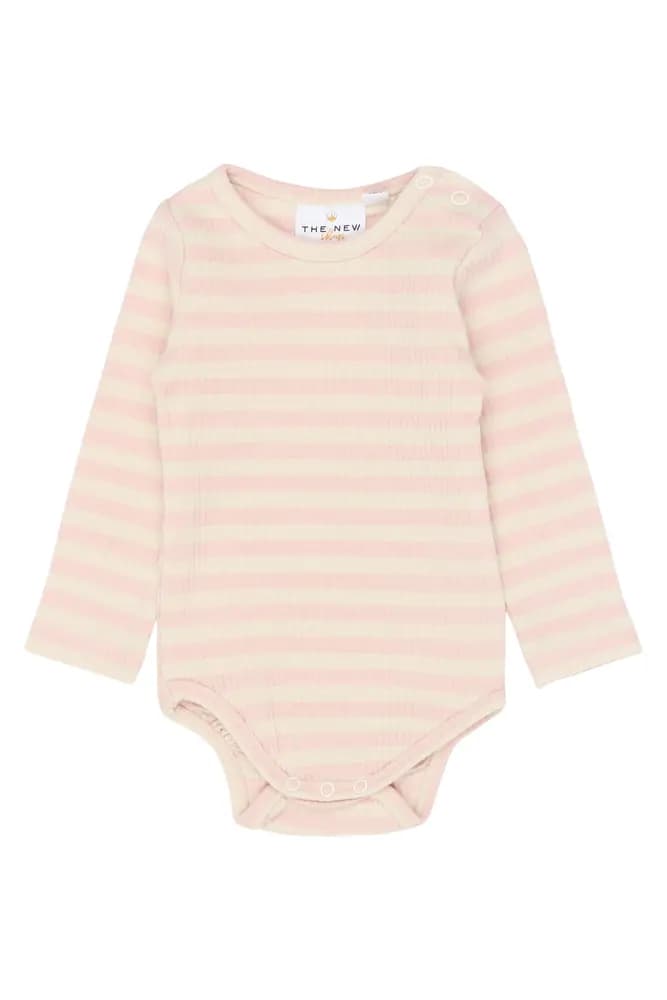 Fro Langærmet Rib Body - Peach Whip Striped - 86