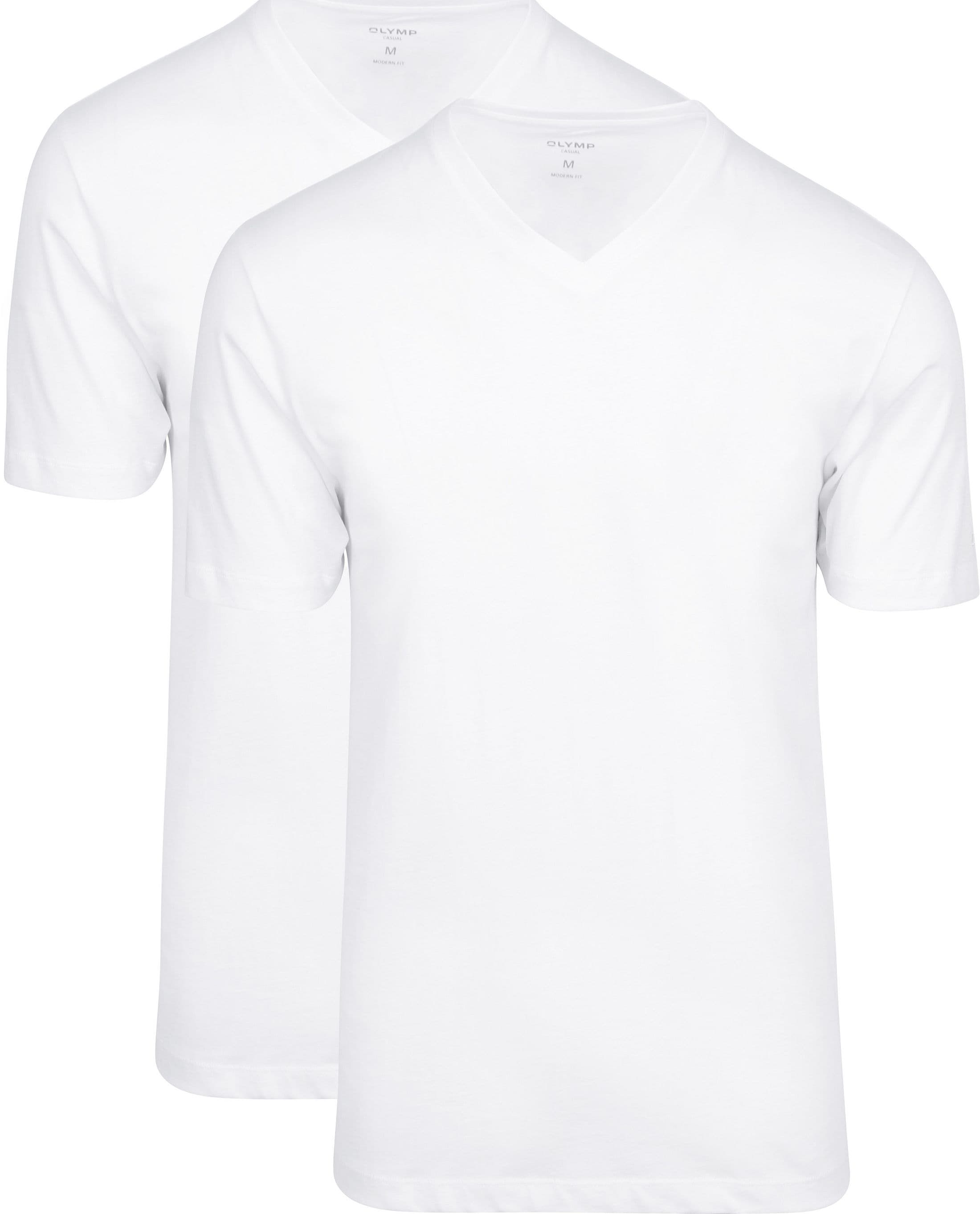OLYMP T-shirt med V-hals, 2-pakning Hvid måle M