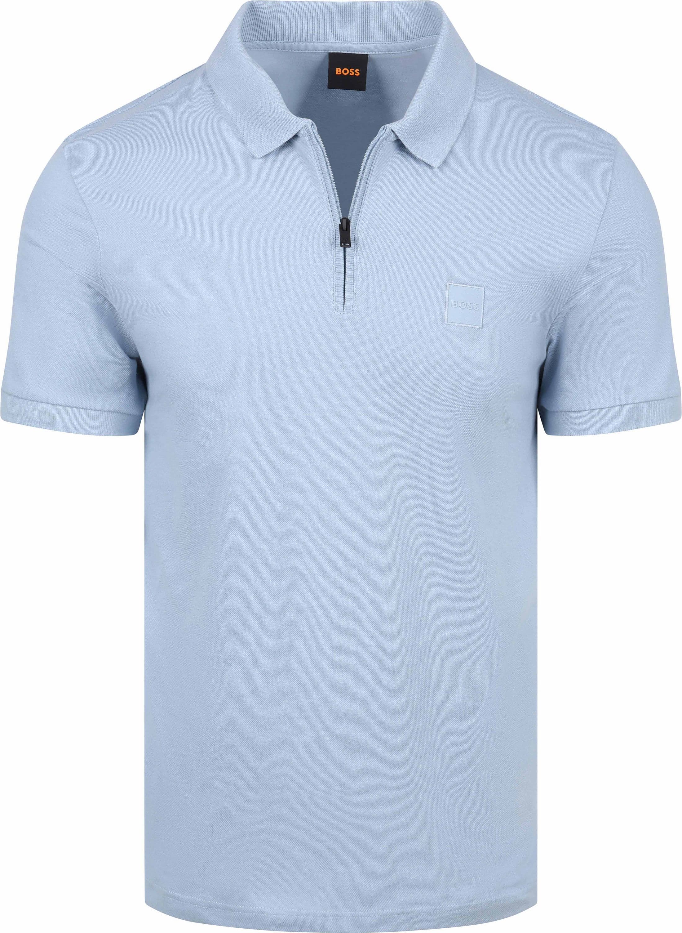 BOSS Passerzip Half Zip Polo Blå Lyseblå måle XL
