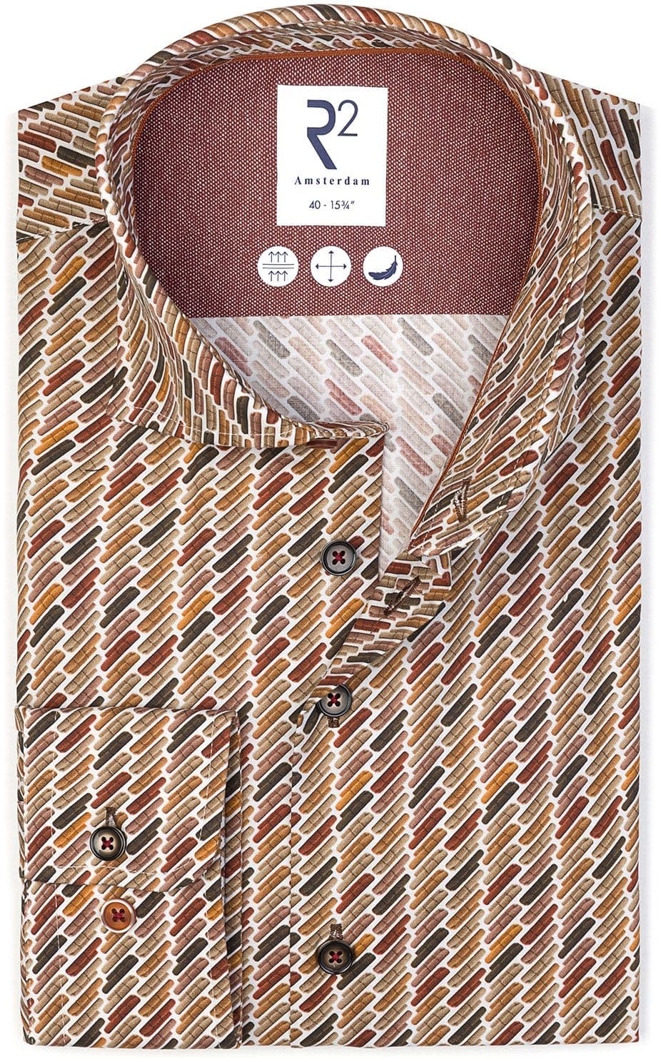 R2 Skjorte Sofa Print Murstensrød Brun måle 41