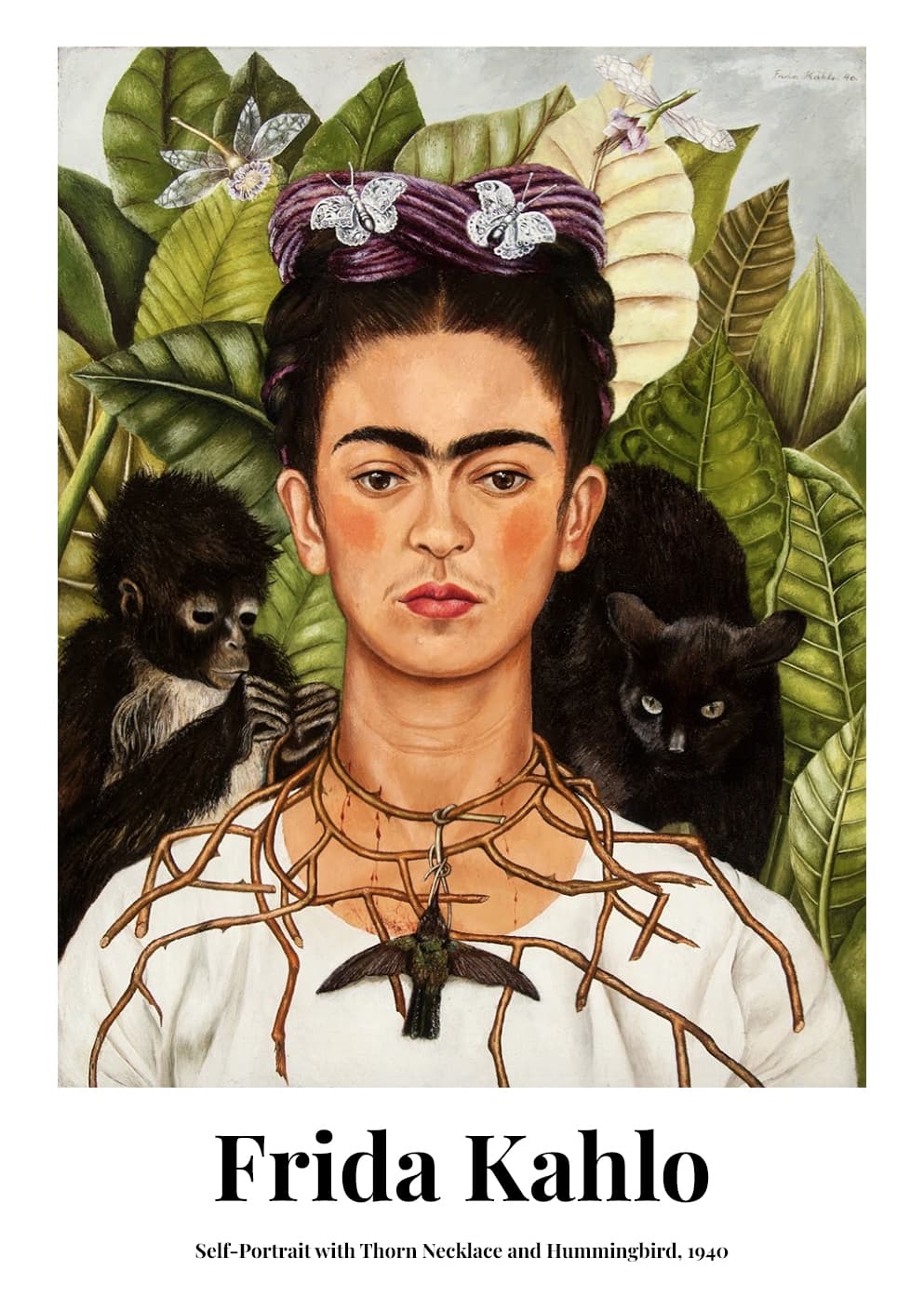 Self-portrait with Thorn Necklace and Hummingbird - Frida Kahlo