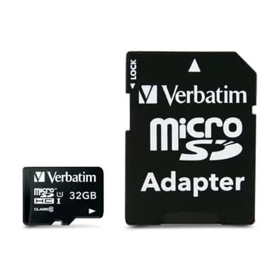 VERBATIM Verbatim 32GB MicroSDHC Hukommelseskort m. adapter, Class 10 0023942440833 Modsvarer: N/A