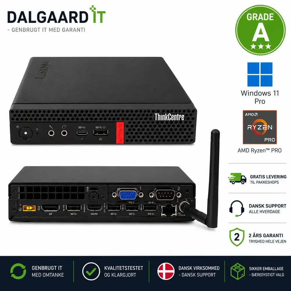 Lenovo ThinkCentre M75q Ryzen 3 PRO 3200GE 8GB 256GB NVMe Refurbished Grade A