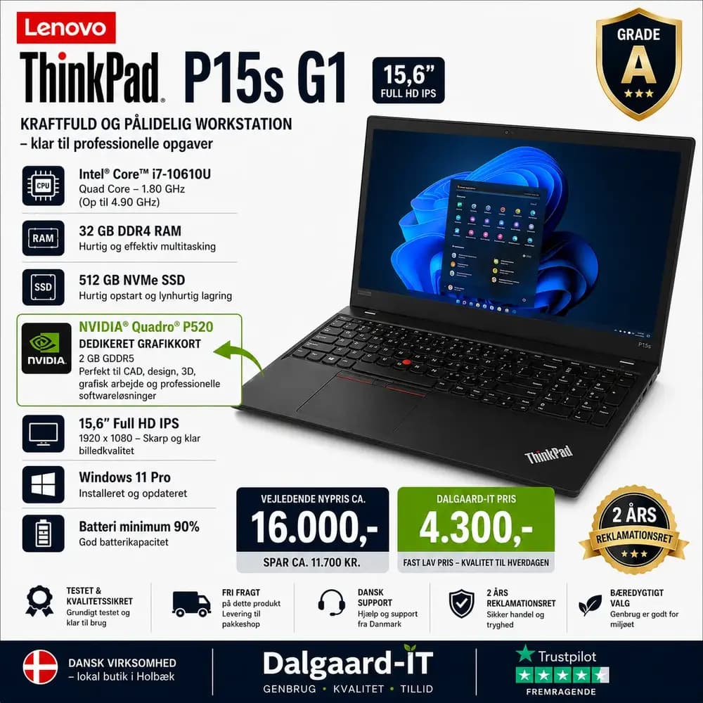 Lenovo ThinkPad P15s G1 15,6" i7 32GB 512GB Quadro P520