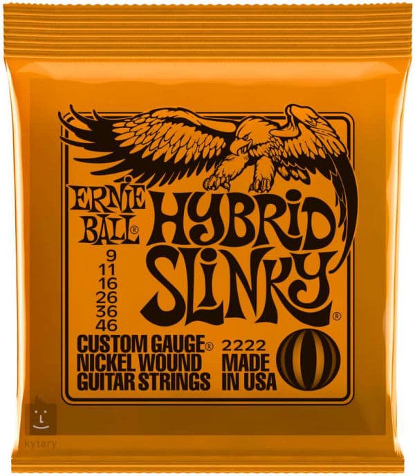 Ernie ball hybrid 2222 slinky custom gauge nickel wound guitar strings
