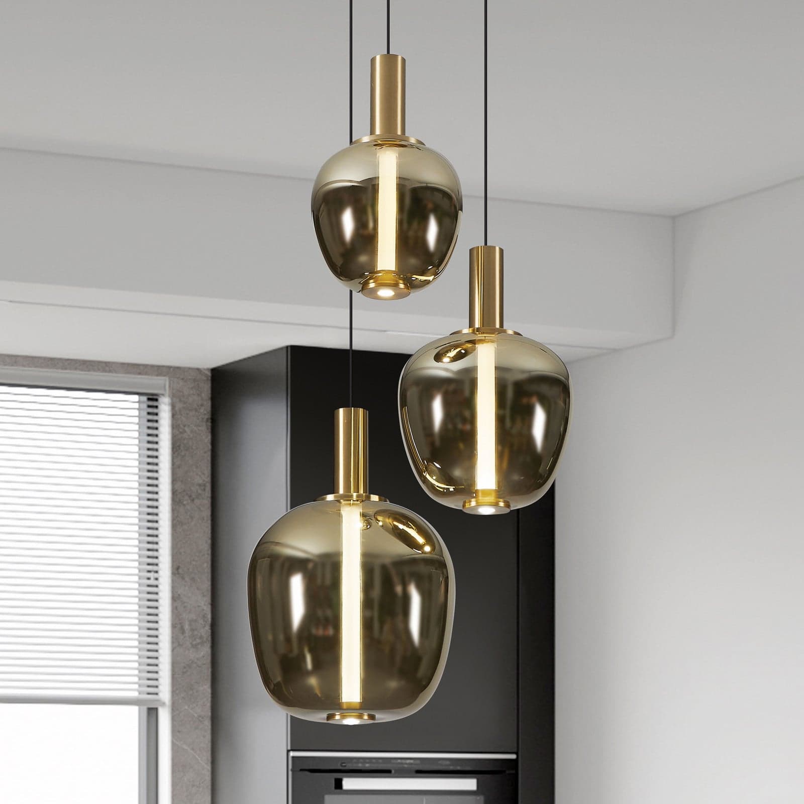 Fruitera hængelampe, guld, Ø45 cm, 3 lyskilder, CCT Stars of Light - Stue - Moderne - Glas - Med flere lyskilder