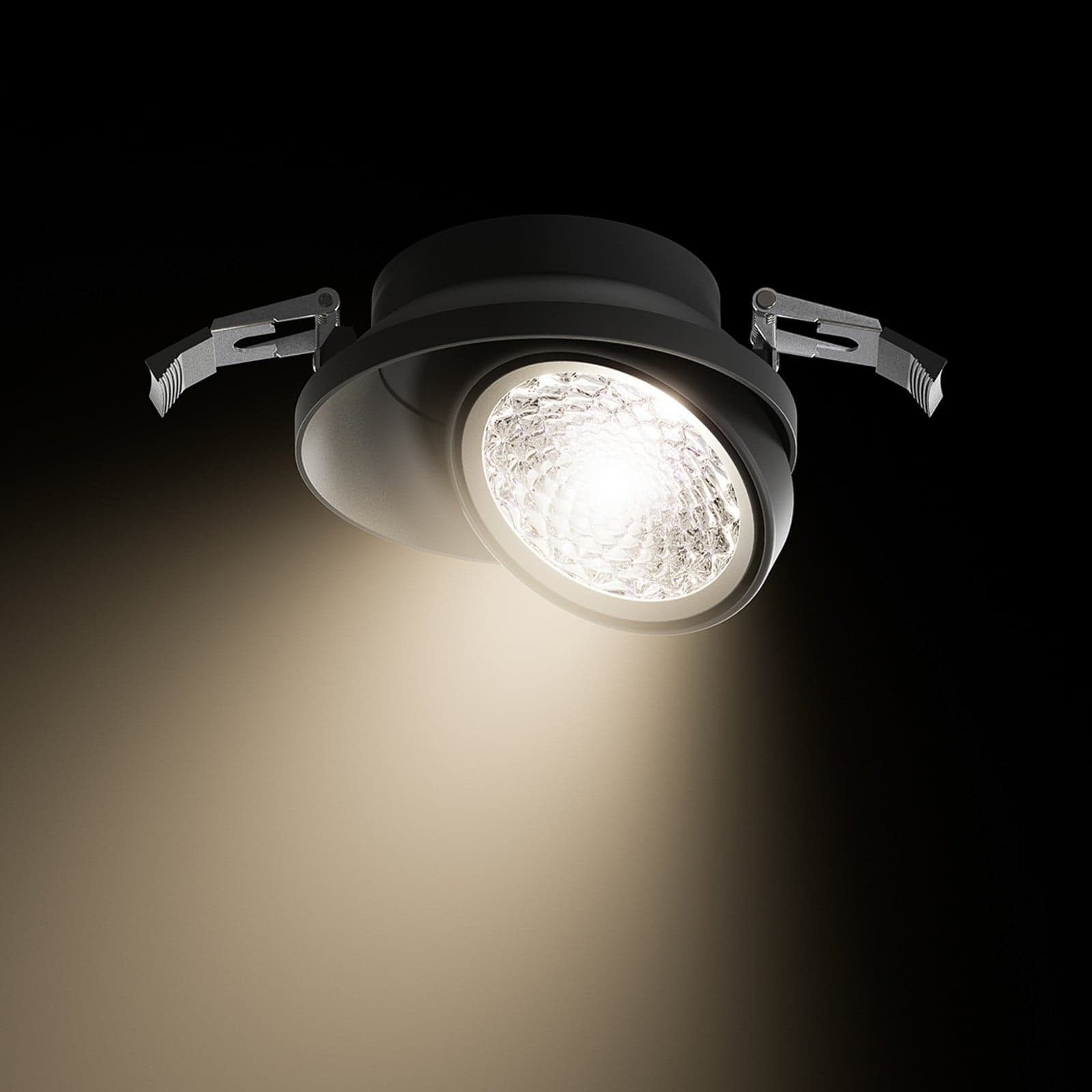 Nivo LED-indbygningsspot, sort, 50°, 14 cm, drejelig, dæmpbar – Sigor - Stue - Moderne - Aluminium - Med én lyskilde