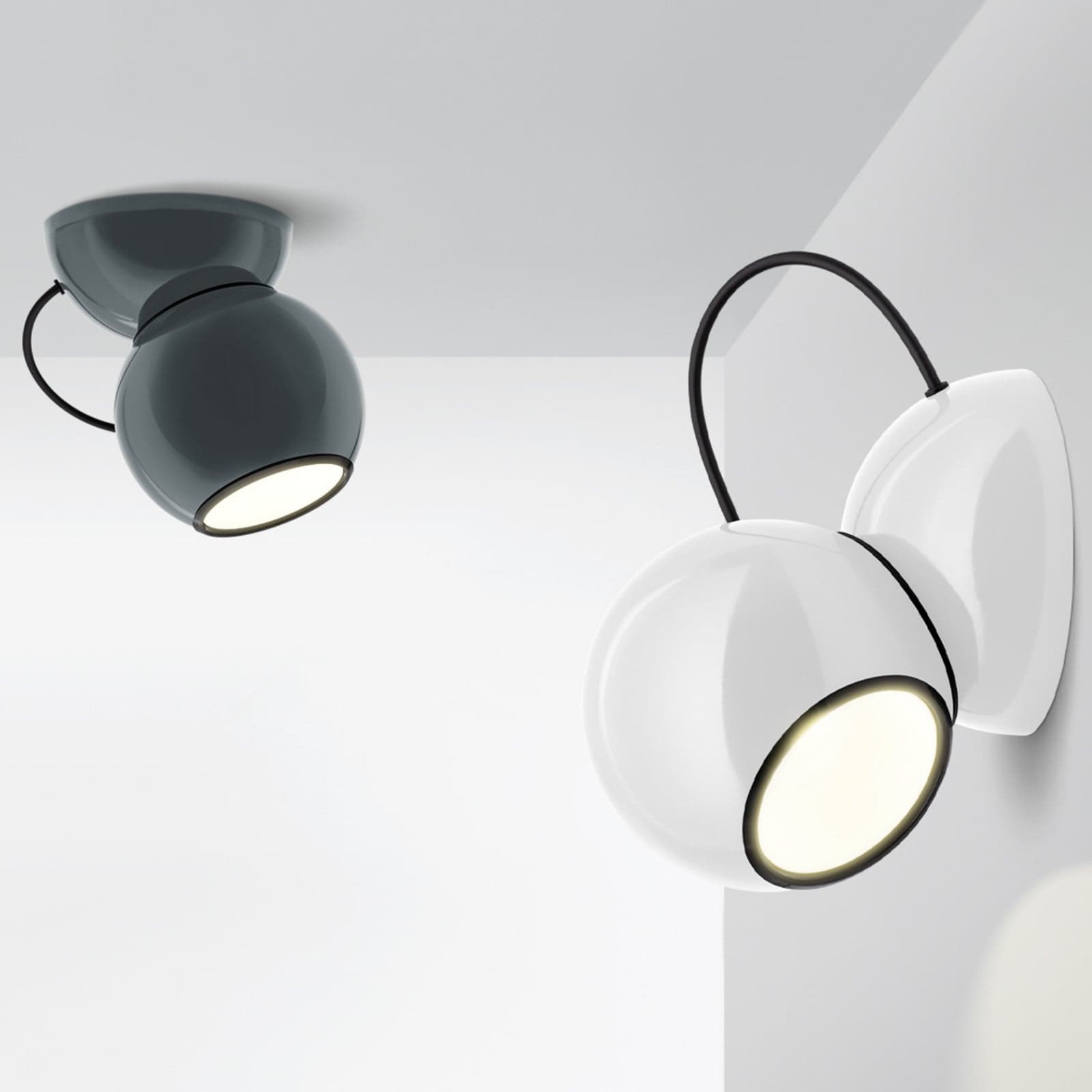 Gravitino LED-loftlampe, grå, drejelig - Stilnovo - Stue - Design - Metal - Med én lyskilde