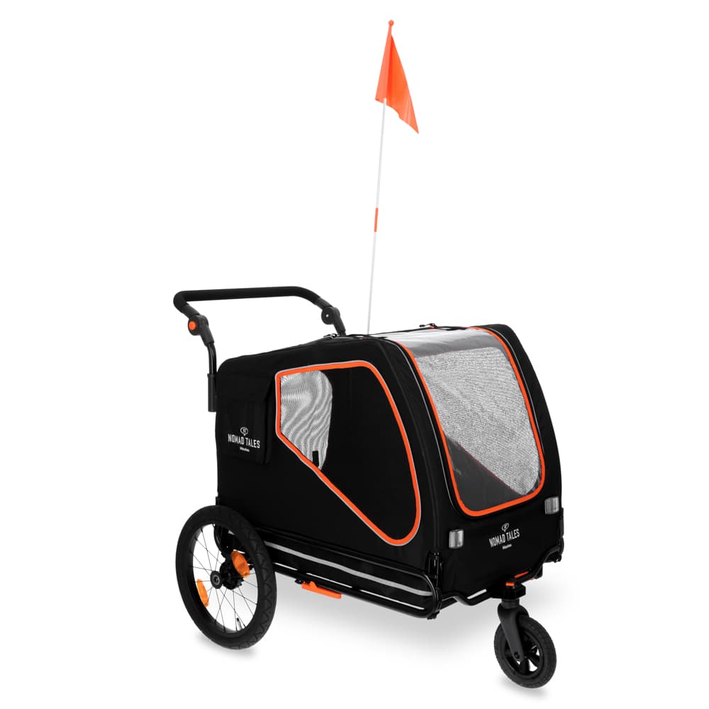 Nomad Tales Spirit cykeltrailer, ebony/tangerine - L 145 x B 72 x H 102 cm, bis 45 kg