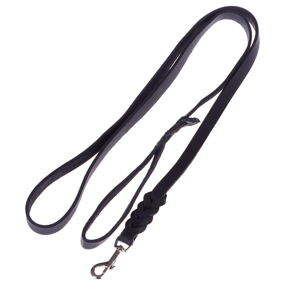 Heim hundesnor - flettet, sort - 200 cm lang / 18 mm bred