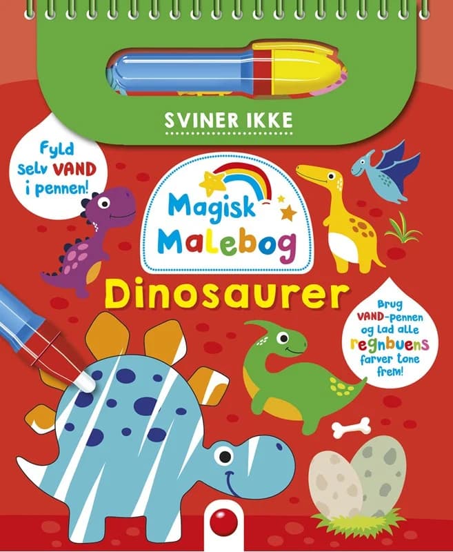 Magisk malebog: Dinosaurer - - Spiralryg Bog - Forlaget Bolden - 2022 - Dansk - Booktok.dk