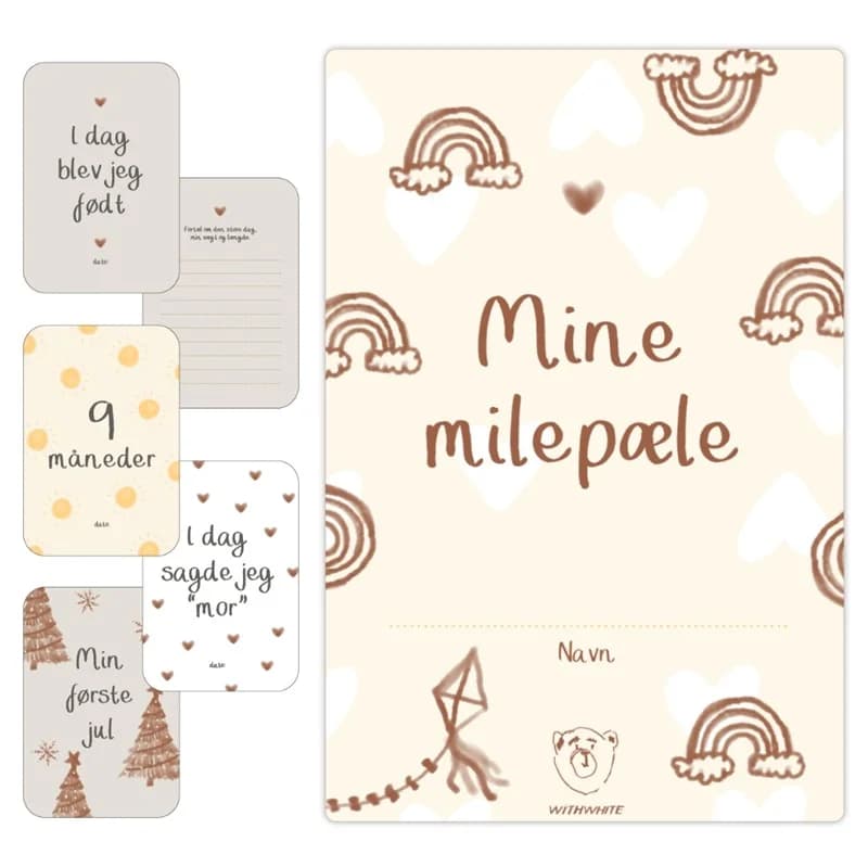 Milepælskort i æske - Forevig de første store milepæle i babys liv - Julie Dam Andersen - Andet Bog - WITHWHITE - 2025 - Dansk - Booktok.dk