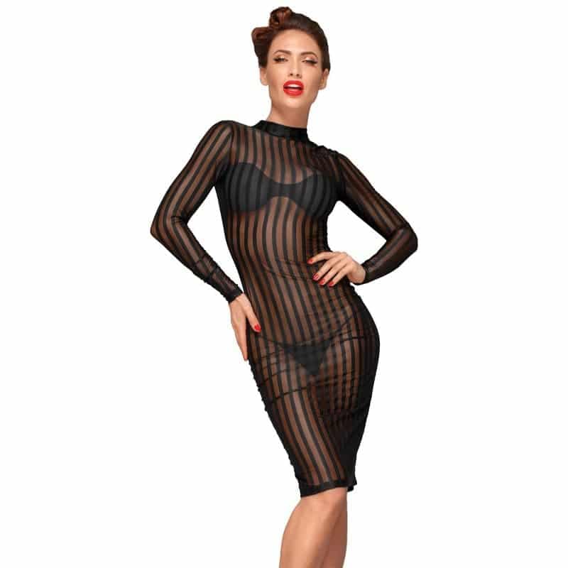Noir Handmade Natalia Nylon Pencil Kjole Sort XL