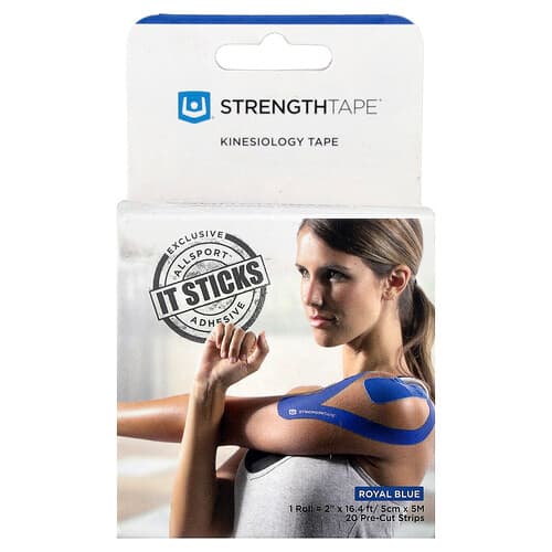Strengthtape, Kinesiologitape, kongeblå, 20 præskårne strimler