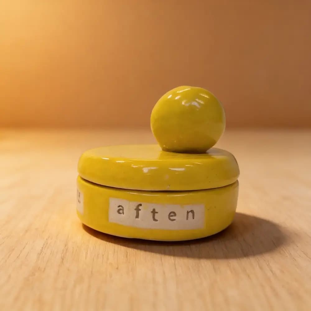Pilleskål i keramik – 4 rum (unika) - citrine yellow