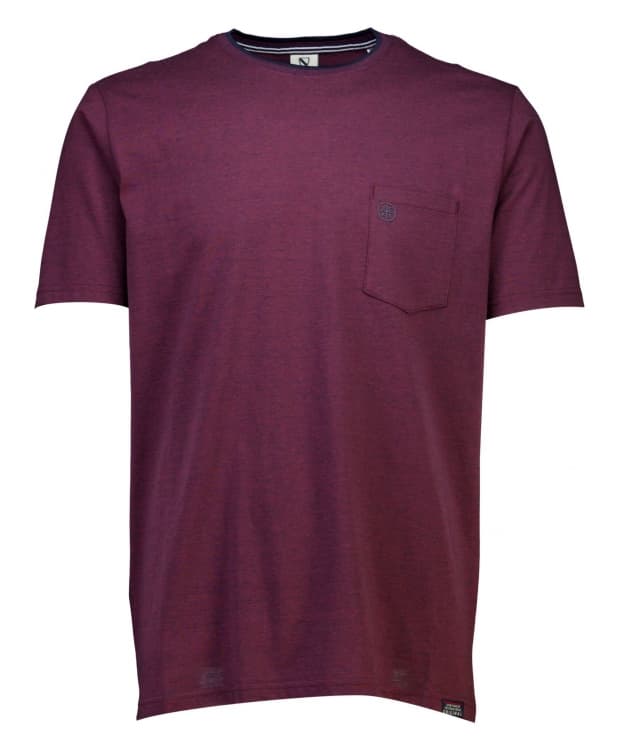 Lindbergh stripede O-NECK T-shirt i DK WINE til herre