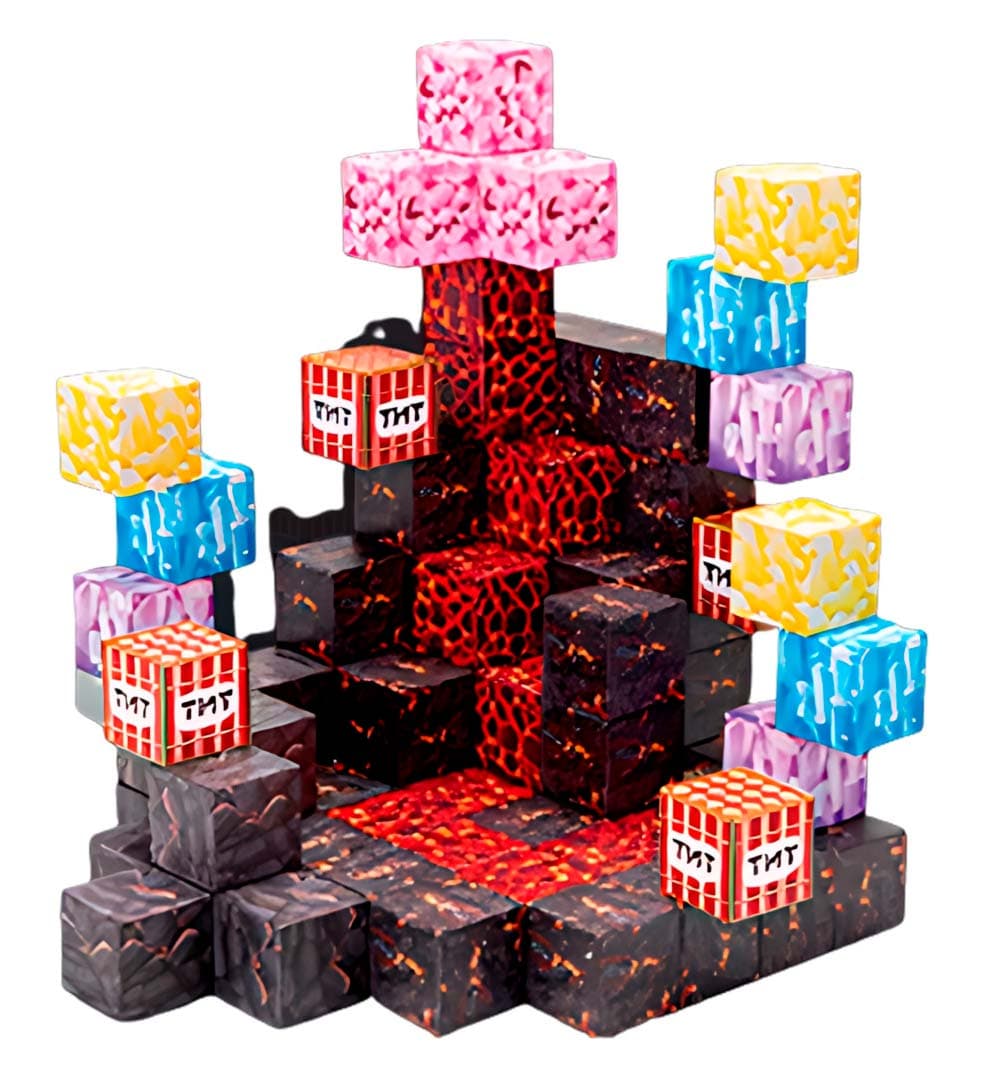 Magnetiske Byggeklodser - Minecraft inspirerede Pixels, 74 dele