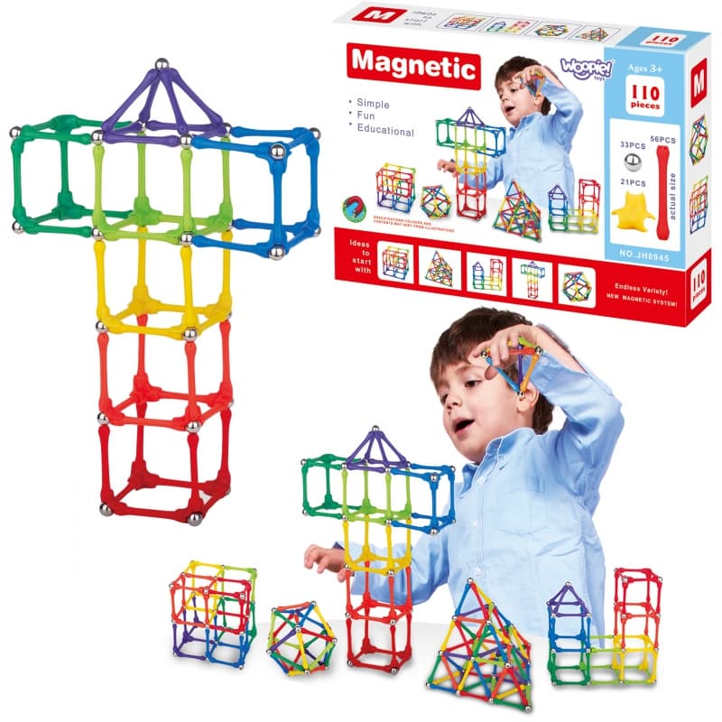 Woopie Magnetiske Byggeklodser - Kreativt Byggesæt 110 dele