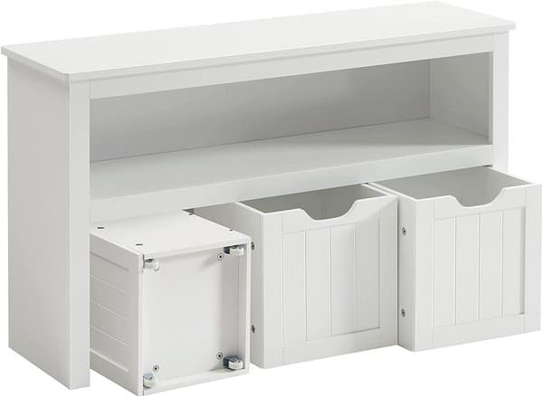 Lille kommode med hylder og kasse til opbevaring - hvid 102x30x60 - Kommoder og skænke - Daily-Living