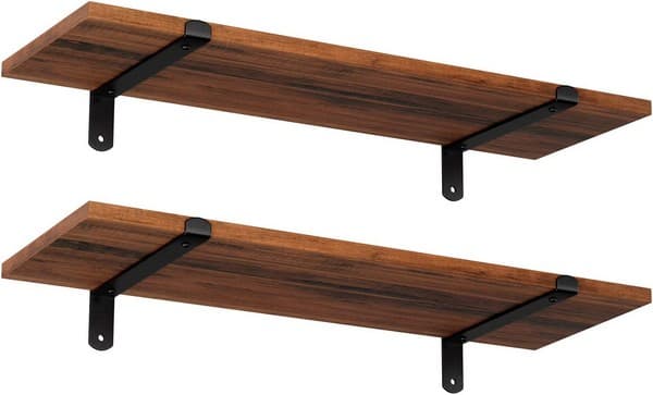 Hylder i træ - 2 væghængte svævende træhylder - brune væghylder - Reoler og hylder > Væghængte reoler og hylder - Daily-Living