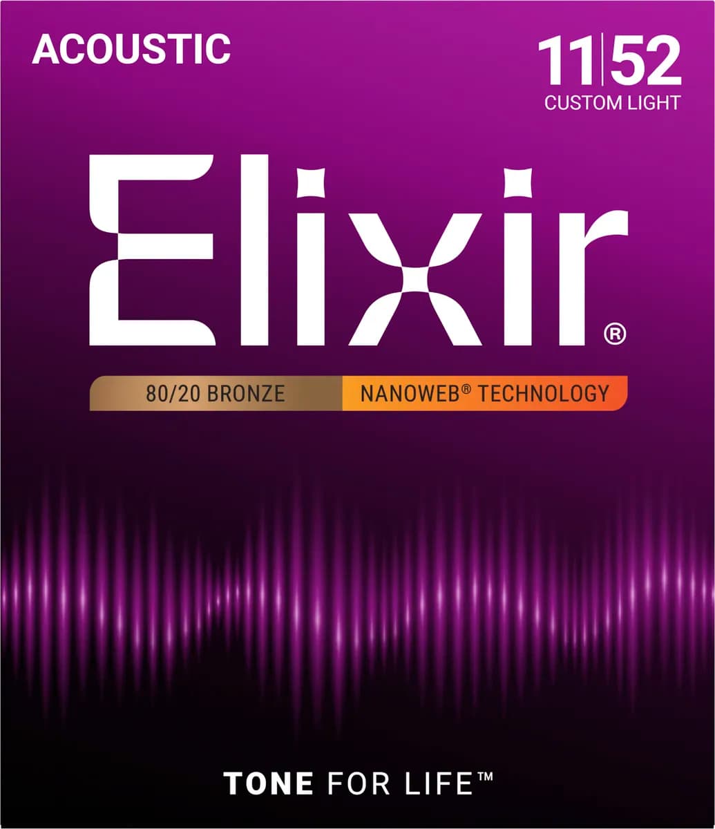 Elixir Nanoweb Bronze 80/20 - Western-strenge 011-052 Custom Light