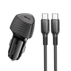 BOROFONE BZ31B PD30W Biloplader Sæt – Type-C til Type-C Kabel