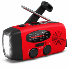 Nødradio med håndsving & powerbank – NOAA vejrvarsling, solcelle & lommelygte