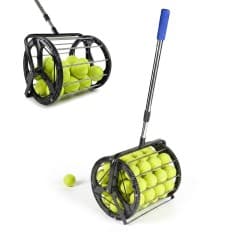 Relaxdays Tennisboldssamler til 50 bolde | Teleskopskaft, 106 cm, Metal