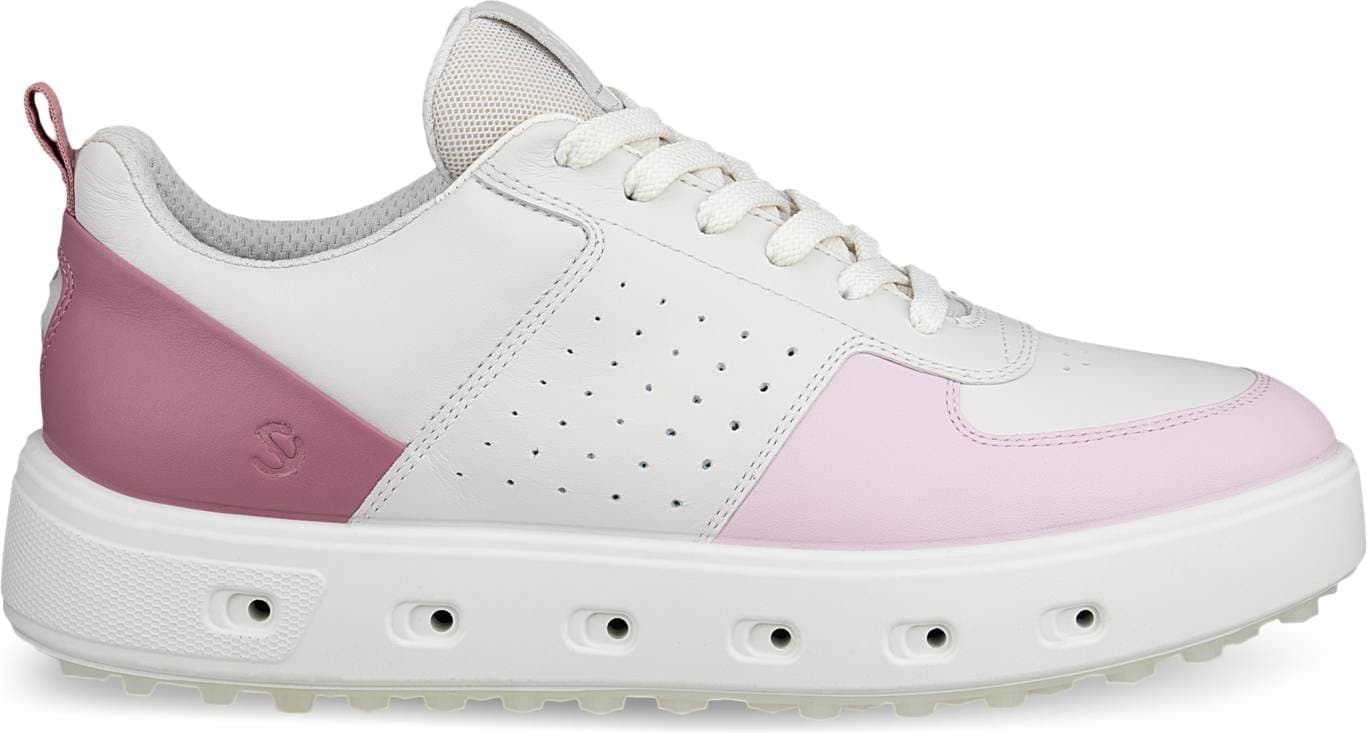 Ecco Street 720 Vandtætte Dame Golfsko Uden Spikes - White/Blush/Blossom Rose - Str. 38 Normal