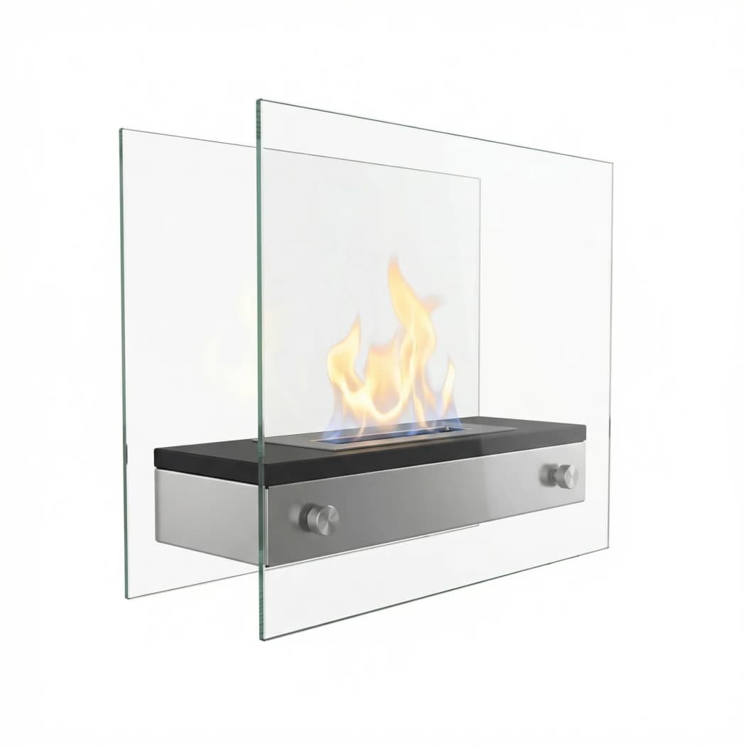 ScandiFlames Merton - Fritstående biopejs til bord eller gulv - elegant pejs med glassider - nem vedligeholdelse