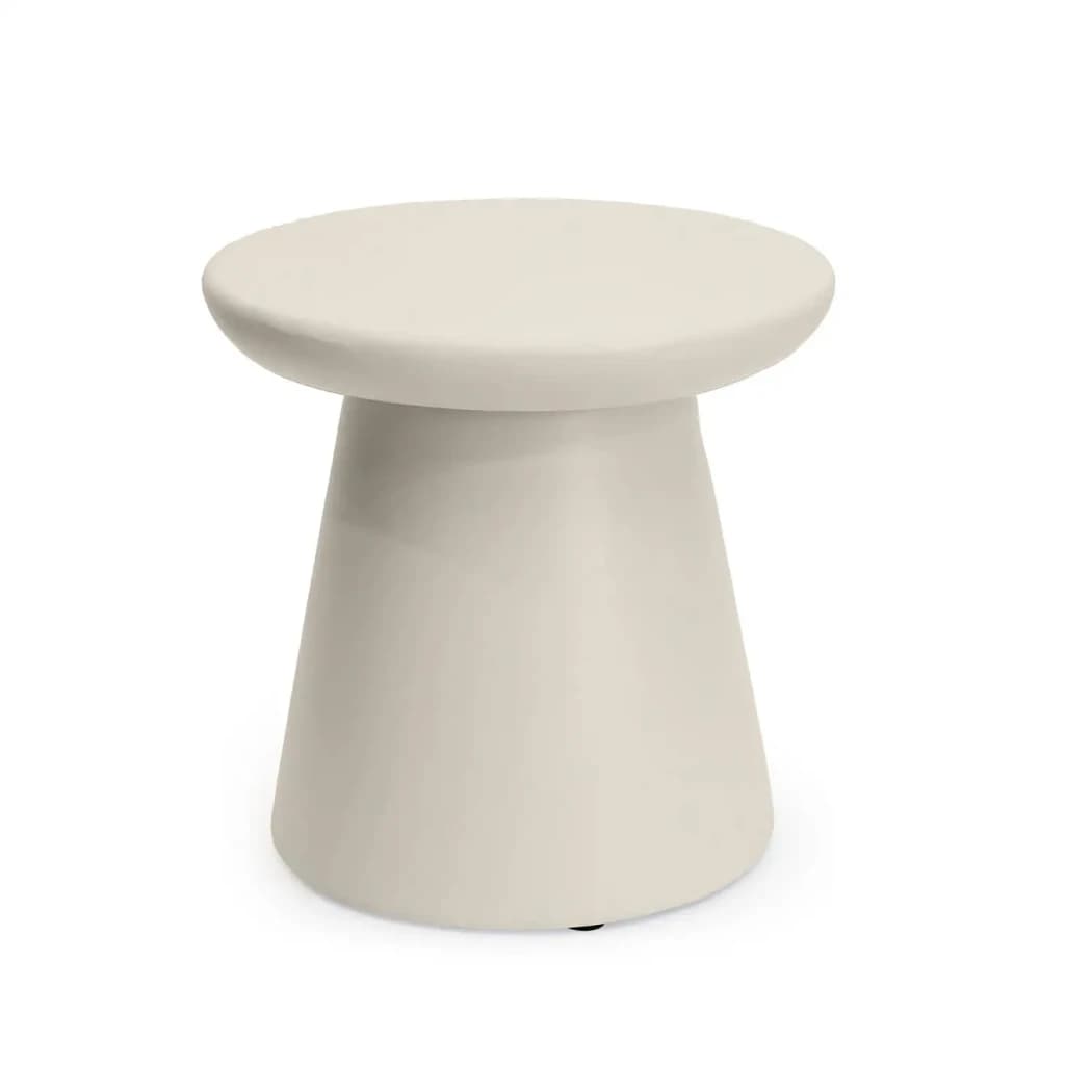 Rundt sidebord i beige fra Happy Cocooning - 45 cm, komposit, accentbord til gaspejs ildborde