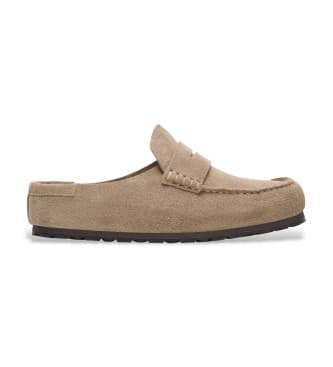 Birkenstocktil mænd. 1029675 Napoli træsko i indpakket læder taupe (42), Fast, Ingen, Casual, Gråt