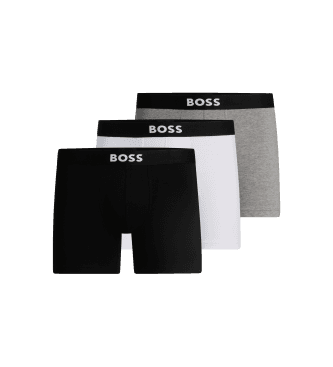 BOSStil mænd. 50544272 Pakke 3 Boxershorts En hvid, grå, sort (XL), Afslappet, Bomuld