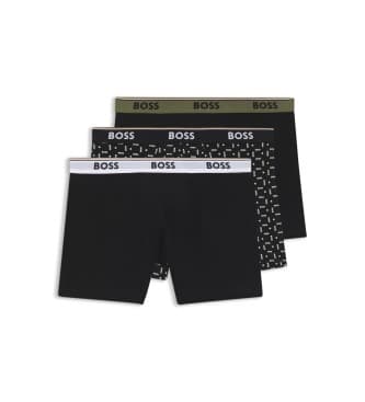 BOSStil mænd. 50554438 Sæt 3 sorte ensfarvede boxershorts (XL), Afslappet, Bomuld
