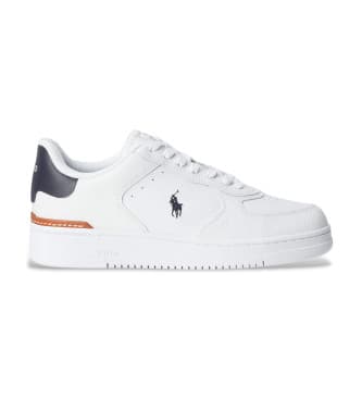 Polo Ralph Laurentil mænd. 809891791004 Hvid logo læder træningssko (45), Fast, Blonder, Casual