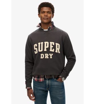Superdrytil mænd. M2014012A Vintage Athletic sweatshirt sort (L), Casual, Bomuld, Lange ærmer