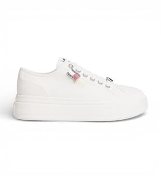 Tommy Jeanstil kvinder. EN0EN02959 Lærredssko med platform og hvide vedhæng (36), 3-5 cm, Blonder, Casual