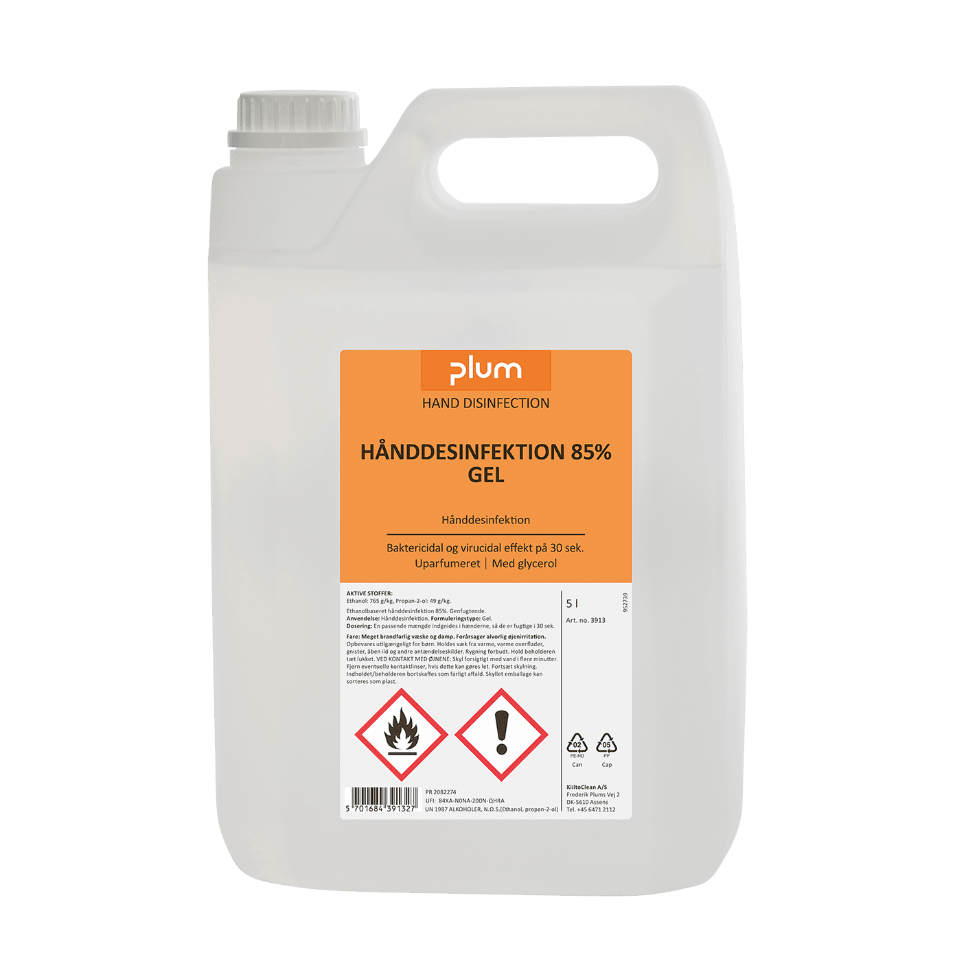 Desinfektion Plum 85%, gel, 5 l dunk ekskl. pumpe