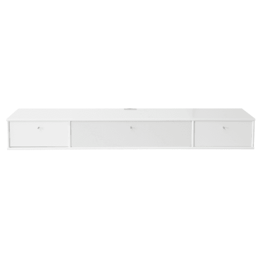Mistral TV bord - AV modul m. stofklap samt skuffe - Hvid 177 cm x 23 cm x 32.5 cm | Møbelsalg.dk