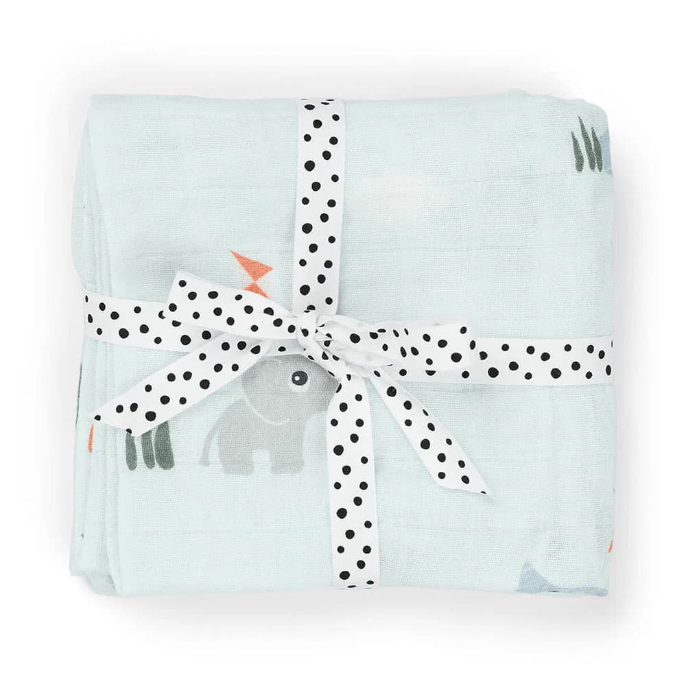 Done by Deer Muslin-tæppe 2-pak Playground Blue