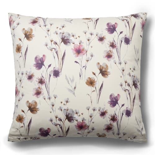Pudebetræk 60x63 cm - Bomuldssatin - Summer Flower - Sandfarvet blomster print